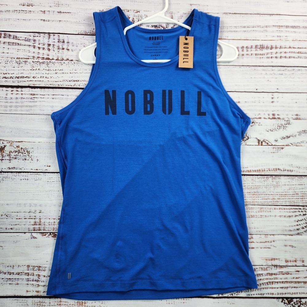 NWT Nobull Tank Top Mens Large High Neck Vivid Blue Sleeveless Athletic Gym